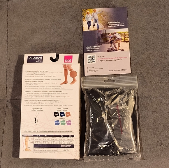 NEW DUOMED PATRIOT BLACK MEDICAL COMPRESSION STOCKING 20-30mmHg SIZE MEDIUM - Picture 5 of 9